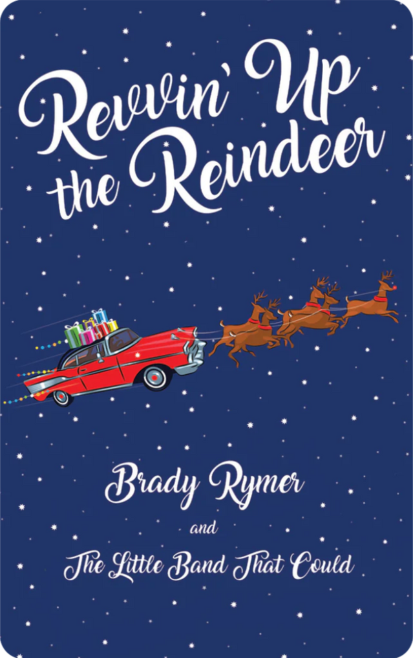 Yoto card with classic car being pulled by reindeer