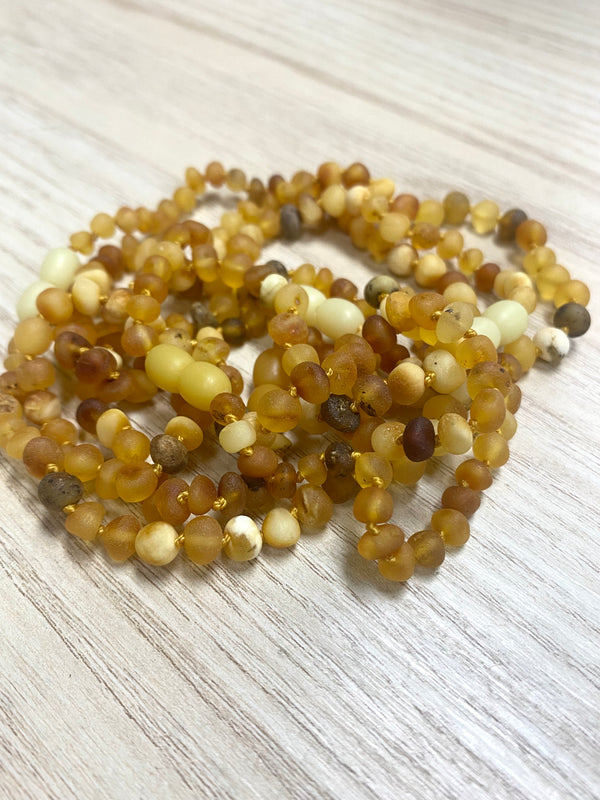 Jurate Pure Baltic Amber | Raw Light Mix Children's Necklace 10"