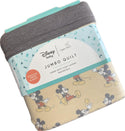 Brown canvas with grey trim swaddle blanket. It has orginal Mickey Mouse printed all over the blanket