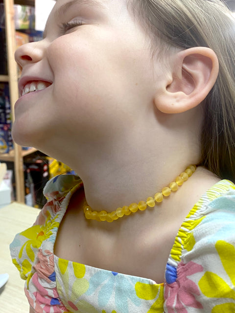 Jurate Pure Baltic Amber | Raw Lemon Children's Necklace 10" - 0