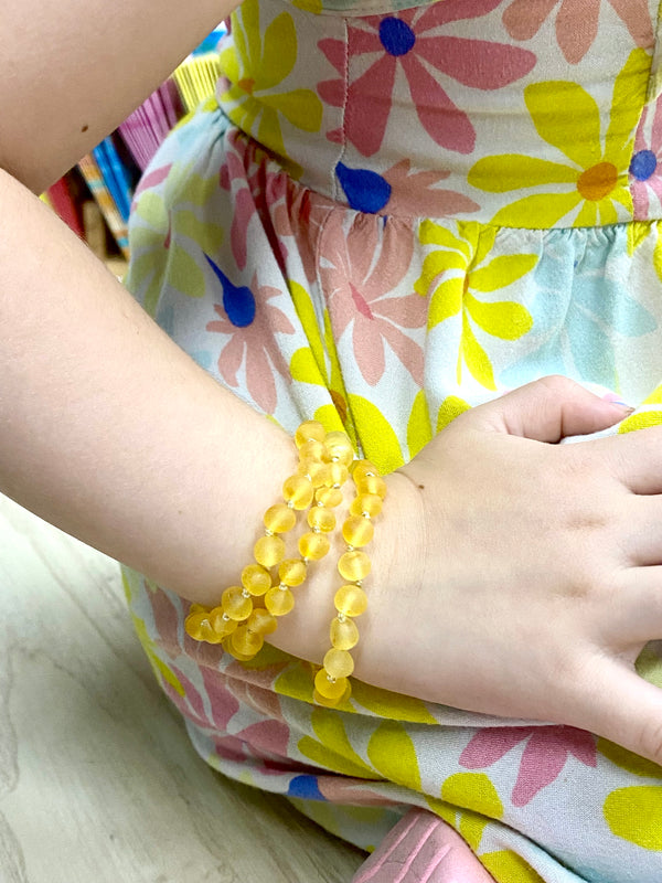 Jurate Pure Baltic Amber | Raw Lemon Children's Bracelet / Anklet 5"