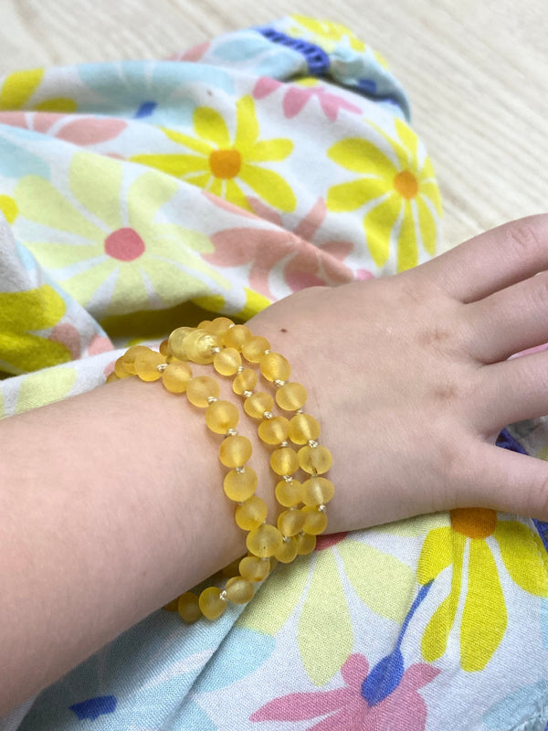 Jurate Pure Baltic Amber | Raw Lemon Children's Bracelet / Anklet 5"