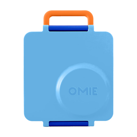 Light Blue lunch box with orange handle
