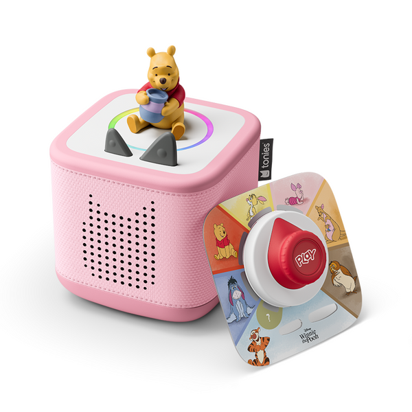 Cloud Pink Toniebox with Winnie the Pooh on top.