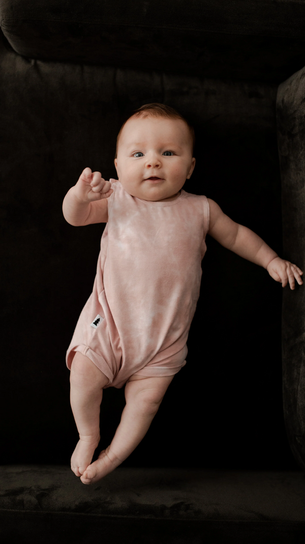 Bamboo Sleeves Romper Tie-dye Dusty Rose 6-12 mo
