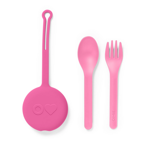 Pink Omie Pod with Fork and Spoon
