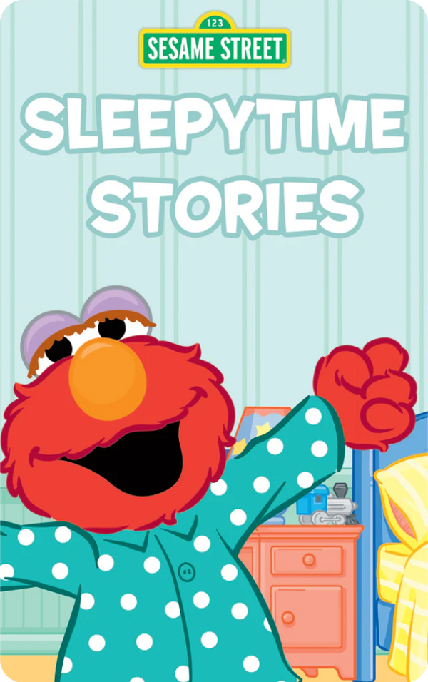 Yoto Card Sleepy time stories with Sesame Street. Card has a picture of Elmo yawning.