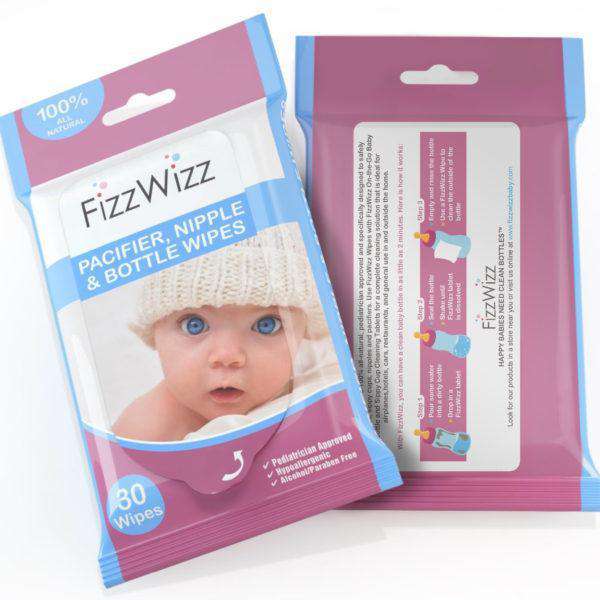 FizzWizz All-Natural Pacifier & Nipple Wipes, 30-Count