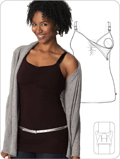 Glamourmom Nursing Bra Full Bust Long Tank - Black Clothing Glamourmom