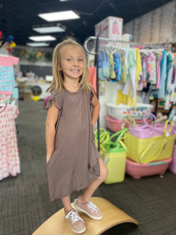 Bamboo Tulip Dress | It's got Pockets! Clothing Studio Ko 3/4 Brown