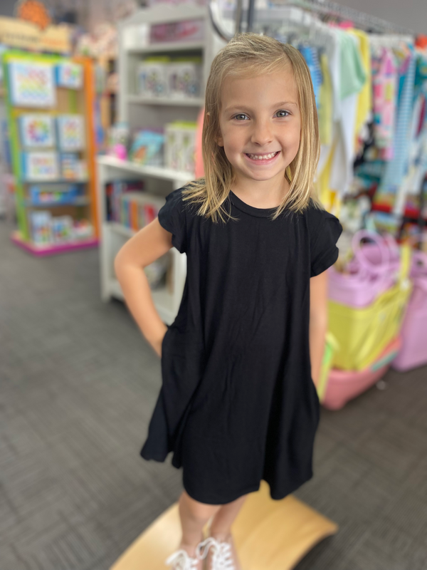 Bamboo Tulip Dress | It's got Pockets! Clothing Studio Ko 3/4 Black