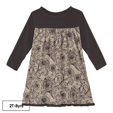 Kickee Pants Print Classic Long Sleeve Swing Dress | Burlap Lace Clothing Kickee Pants