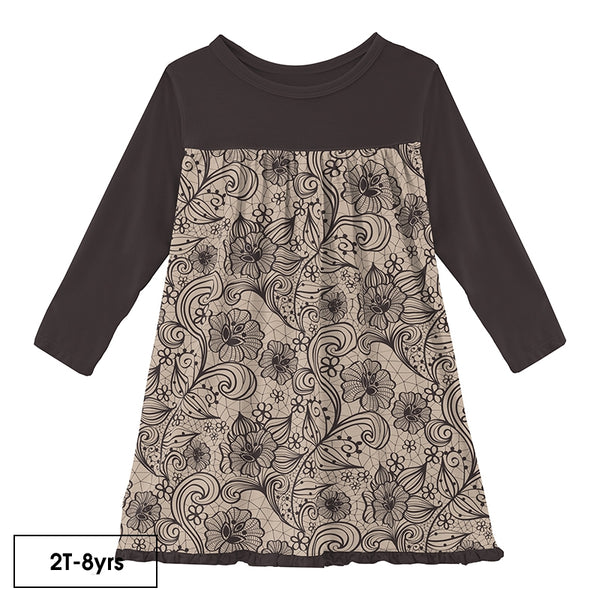 Kickee Pants Print Classic Long Sleeve Swing Dress | Burlap Lace Clothing Kickee Pants