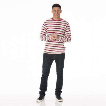 Kickee Pants Men's Print Basic Long Sleeve Scoop Neck Tee | Geology Stripe (size M) Clothing Kickee Pants