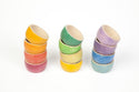Set Of 12 Wooden Bowls that are eco-friendly and safe Toys for your children. Colorful and fun to fill.