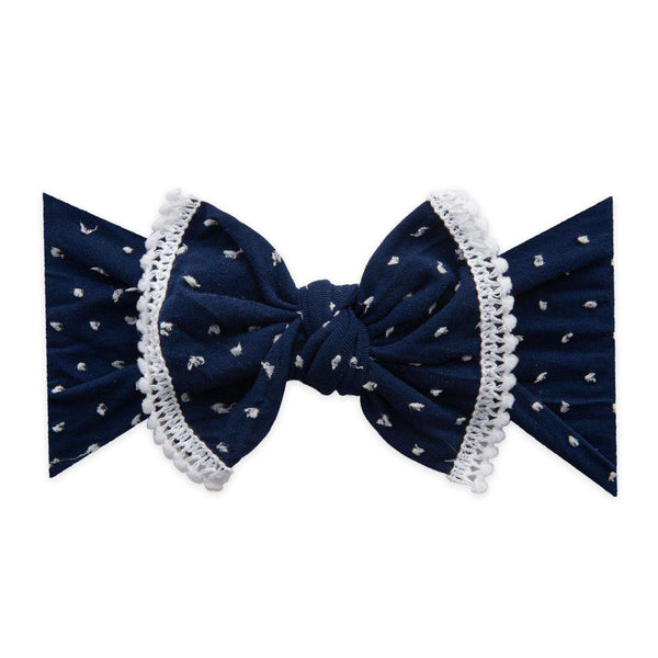 Baby Bling Bows | Patterned Shabby Knot Headband ~ Navy Dot Baby Baby Bling Bows