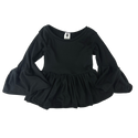 Bumblito 3/4 Flutter Sleeve Peplum Top ~ Basic Black Clothing Bumblito
