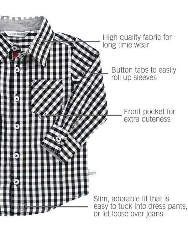 RuggedButts ~ Black & White Gingham Button Down Shirt Clothing RuggedButts