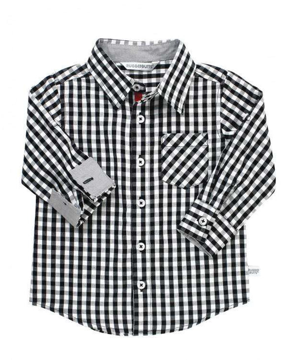 RuggedButts ~ Black & White Gingham Button Down Shirt Clothing RuggedButts