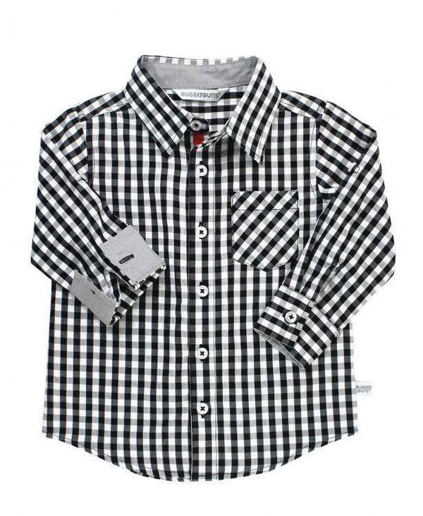 RuggedButts ~ Black & White Gingham Button Down Shirt Clothing RuggedButts   