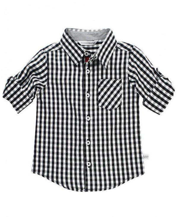 RuggedButts ~ Black & White Gingham Button Down Shirt Clothing RuggedButts