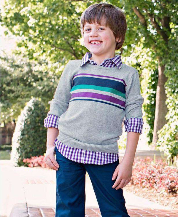RuggedButts ~ Gray Stripe Sweater Clothing RuggedButts