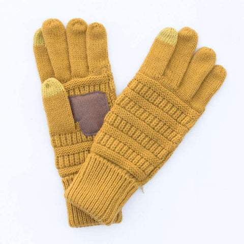 CC Beanie | Kids Solid Cable Knit Gloves ~ Mustard Clothing CC Beanie