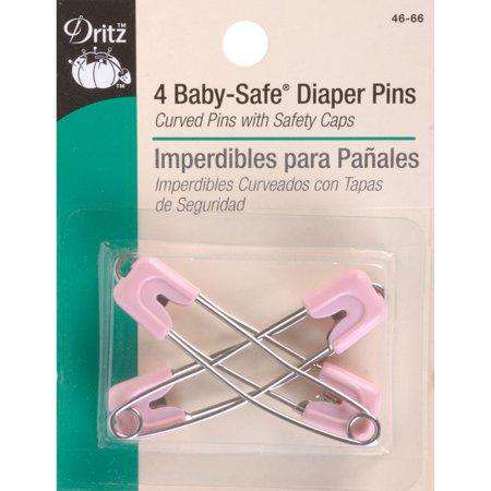 Dritz Baby Safe Diaper Pins, Pink - 4 count