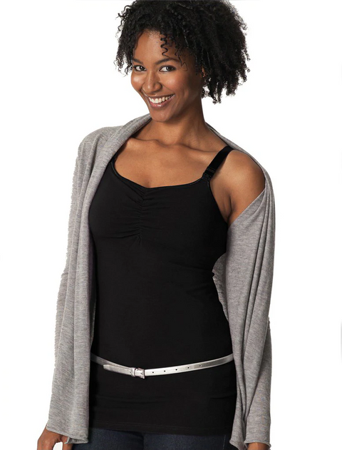 Glamourmom Nursing Bra Full Bust Long Tank - Black Clothing Glamourmom