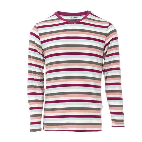 Kickee Pants Men's Print Basic Long Sleeve Scoop Neck Tee | Geology Stripe (size M) Clothing Kickee Pants