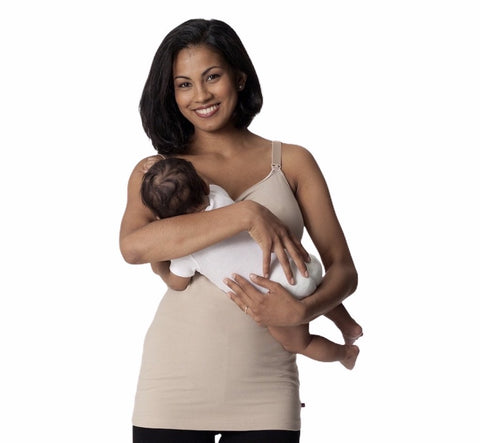 Glamourmom Nursing Bra Full Bust Long Tank - Nude Clothing Glamourmom