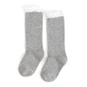Little Stocking Co  | Knee High Lace Top Knit Socks Single Pair ~ Gray Clothing Little Stocking Co   