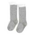 Little Stocking Co  | Knee High Lace Top Knit Socks Single Pair ~ Gray Clothing Little Stocking Co