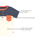 RuggedButts ~ Heather Navy Color Block Henley Tee Clothing RuggedButts