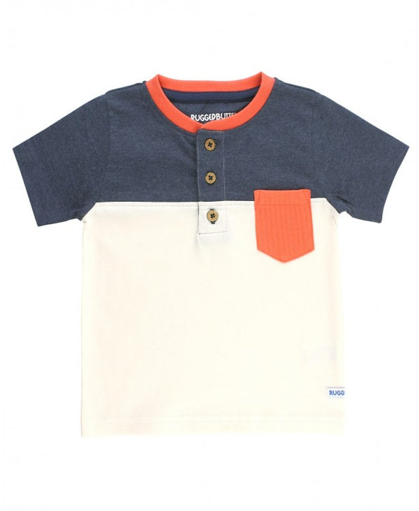 RuggedButts ~ Heather Navy Color Block Henley Tee Clothing RuggedButts