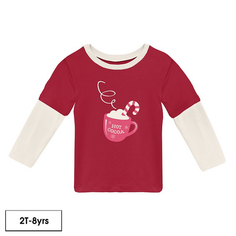 Kickee Pants Long Sleeve Double Layer Graphic Tee ~ Crimson Hot Cocoa Clothing Kickee Pants