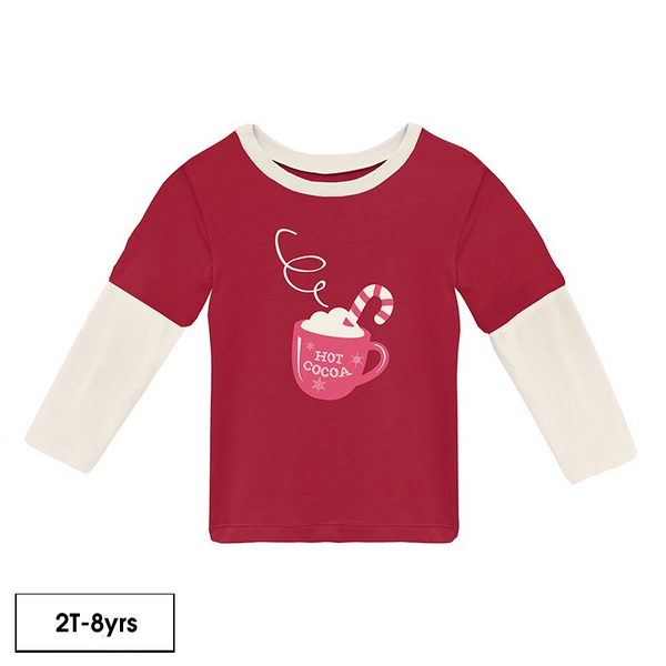 Kickee Pants Long Sleeve Double Layer Graphic Tee ~ Crimson Hot Cocoa Clothing Kickee Pants
