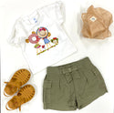 Summer Hats Shirt w/ Bow Sleeves & Olive Shorts | 6month Clothing Mayoral Clothing