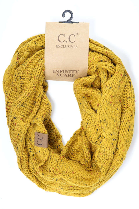 CC Beanie | Adult Flecked Infinity Scarf ~ Mustard Clothing CC Beanie