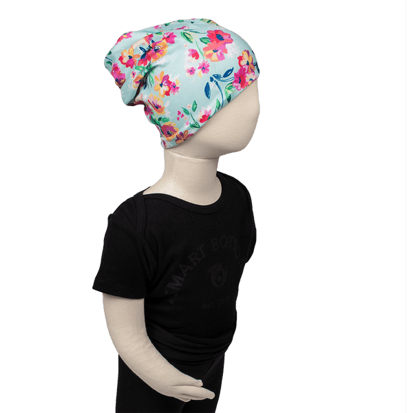 Bumblito Toddler Beanie ~ Aqua Floral Clothing Bumblito   