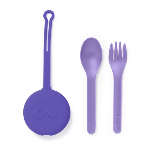 OmiePod Kids Utensils Set with Case ~ Lilac Feeding OmieBox by OmieLife