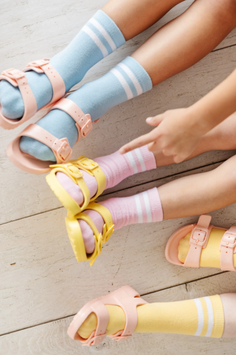 Little Stocking Co  | Midi Socks 3 Pack ~ Pastel Striped Clothing Little Stocking Co