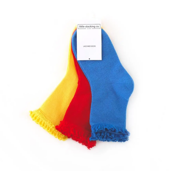 Little Stocking Co  | Laced Midi Socks 3 Pack ~ Picnic Clothing Little Stocking Co   