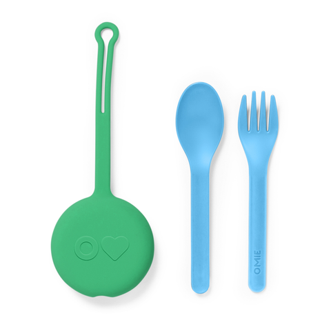 OmiePod Kids Utensils Set with Case ~ Mint Green Feeding OmieBox by OmieLife