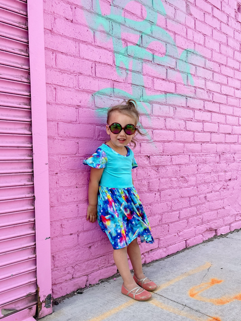 Bumblito Flutter Sleeve Dress ~ Rainbow Galaxy Clothing Bumblito