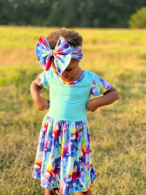 Bumblito Flutter Sleeve Dress ~ Rainbow Galaxy Clothing Bumblito