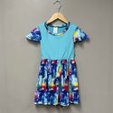 Bumblito Flutter Sleeve Dress ~ Rainbow Galaxy Clothing Bumblito