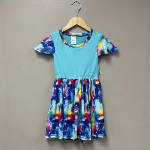 Bumblito Flutter Sleeve Dress ~ Rainbow Galaxy Clothing Bumblito
