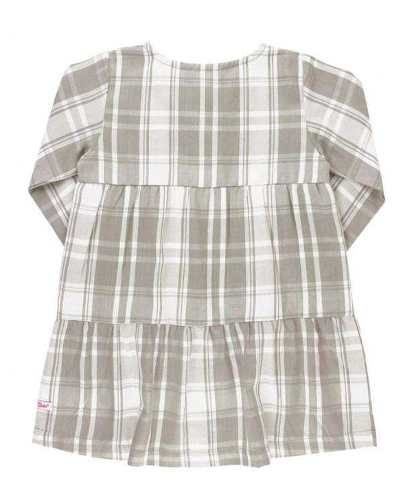 RuffleButts ~ Gray & White Plaid Tiered Babydoll Dress Clothing RuffleButts   