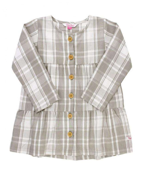 RuffleButts ~ Gray & White Plaid Tiered Babydoll Dress Clothing RuffleButts
